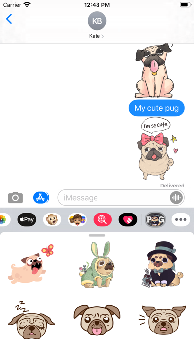 Puppies Cute Pug Stickers screenshot 2