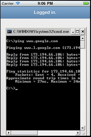 Remote command prompt - náhled