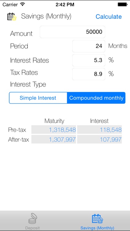 Interest Calculator (deposits)