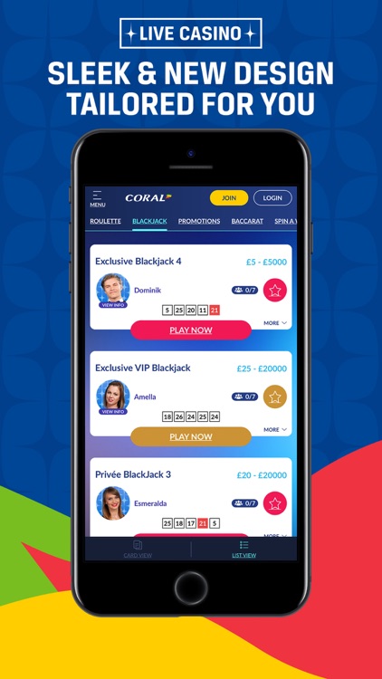 Coral Live Casino Games App