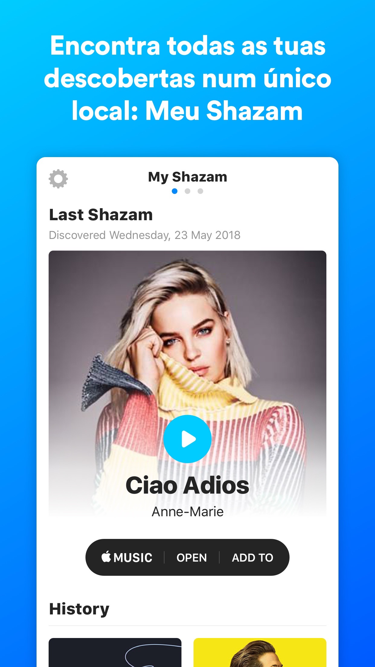 Screenshot do app Shazam