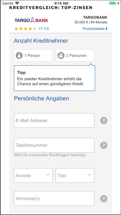 Kreditvergleich: Top-Zinsen screenshot-3