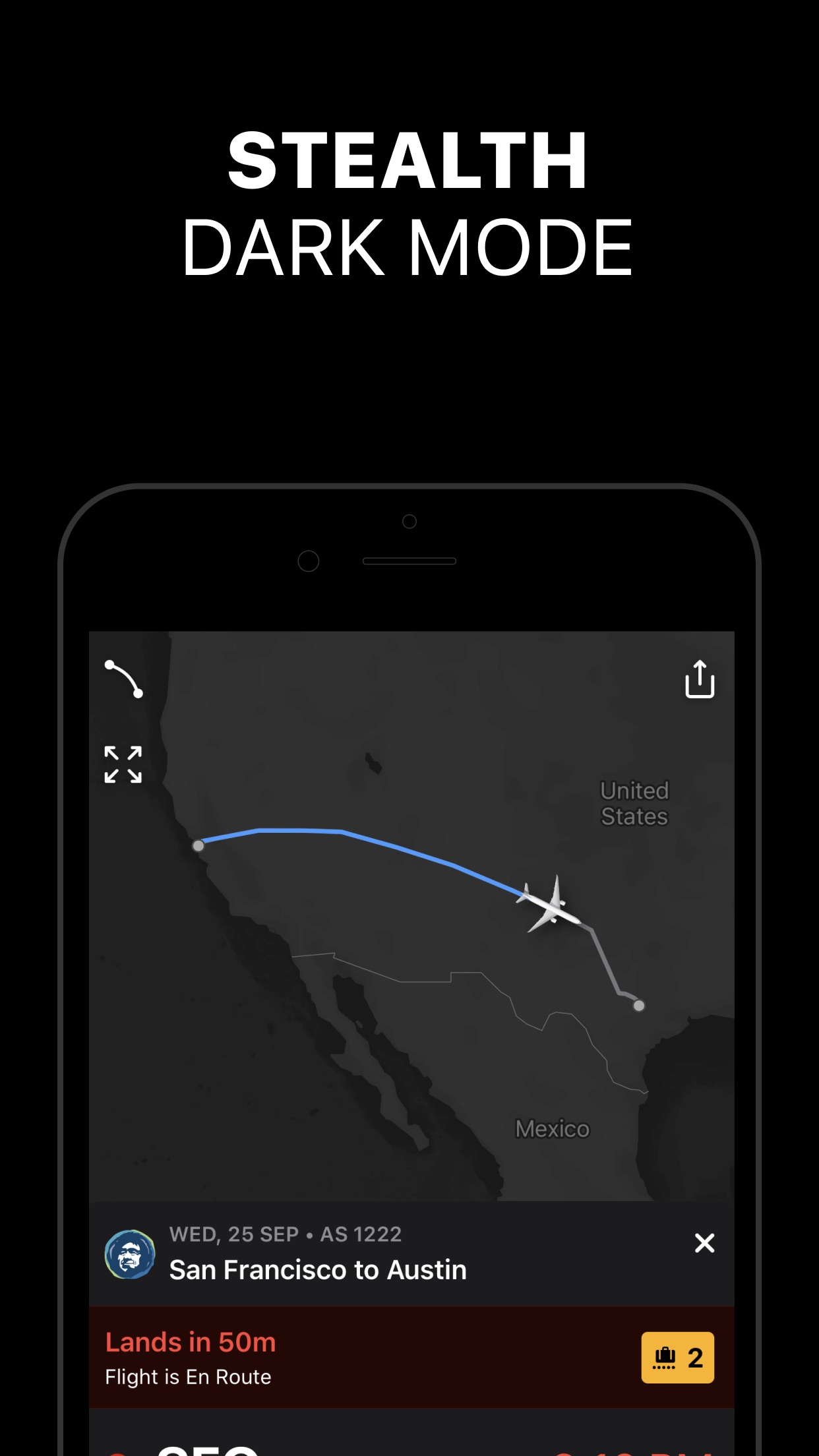 Screenshot do app Flighty - Live Flight Tracker