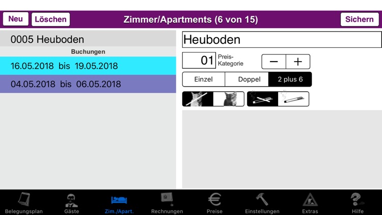 Zimmerbelegung und Abrechnung screenshot-3