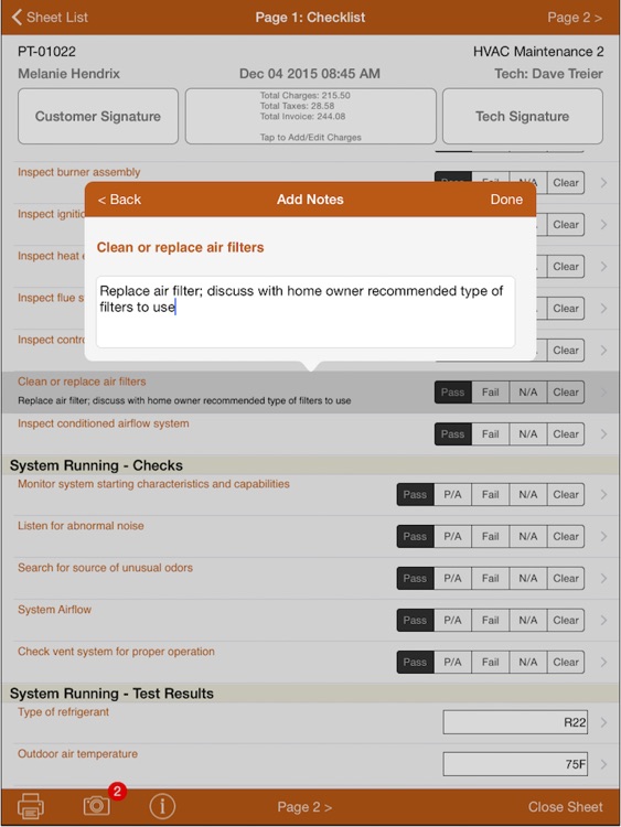 mpengo Service Sheet