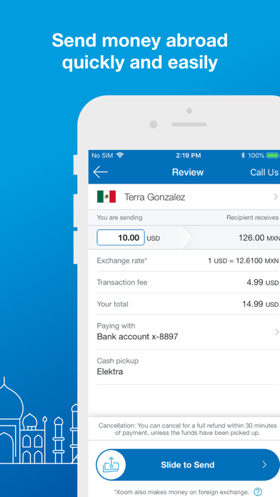 Xoom Money Transfer screenshot