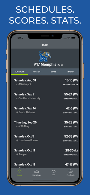 Memphis Football Schedules