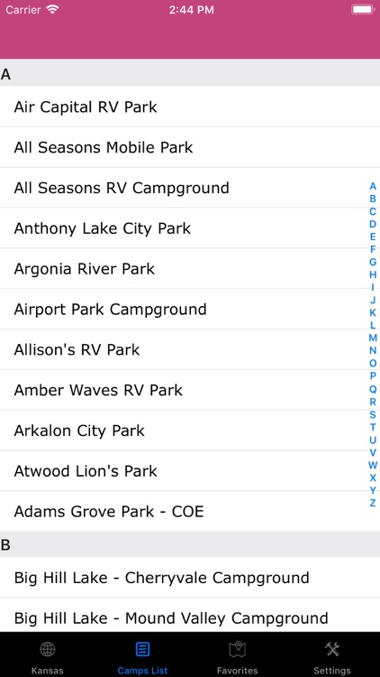 Kansas – Campgrounds, RV Parks
