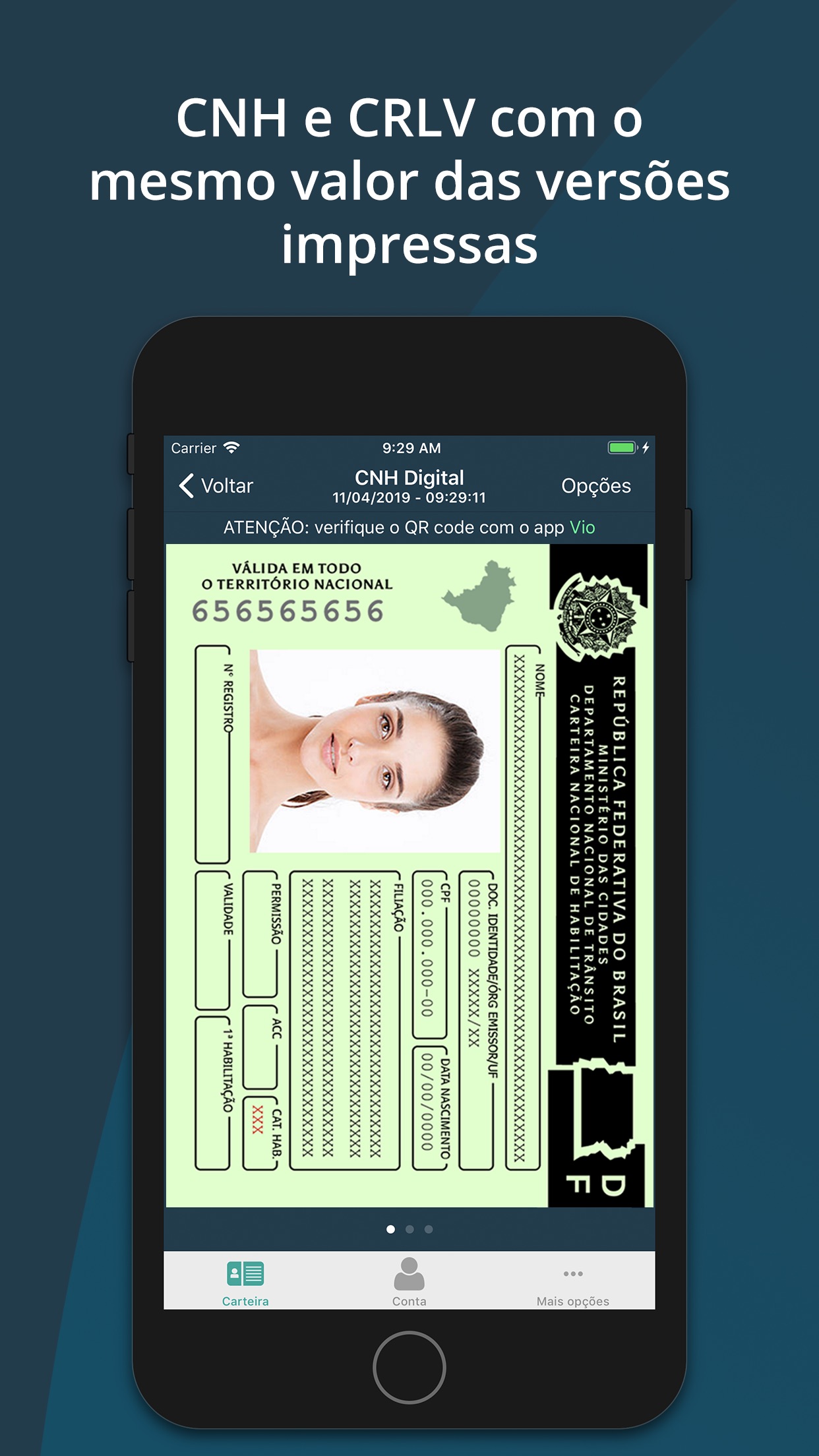 Screenshot do app Carteira Digital de Trânsito