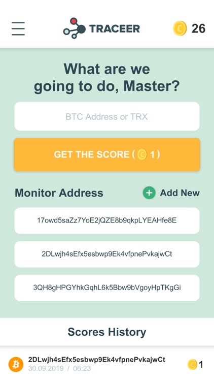 Traceer - check Bitcoins