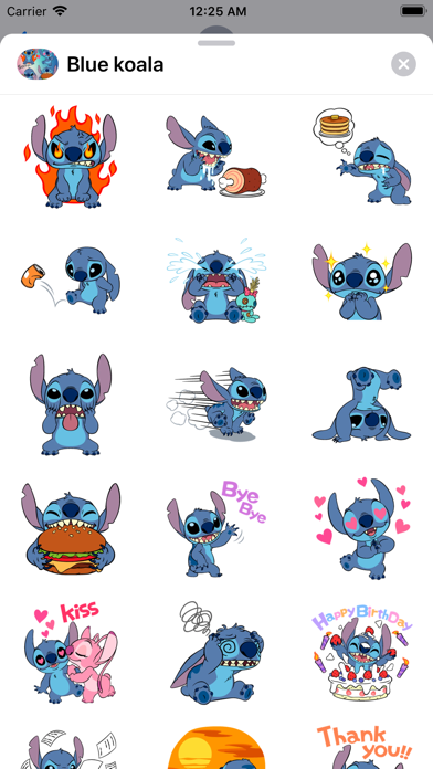 Cute Blue Koala Stitch Sticker App iOS