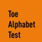 The ToeAlphabetTest app contains multiple English words