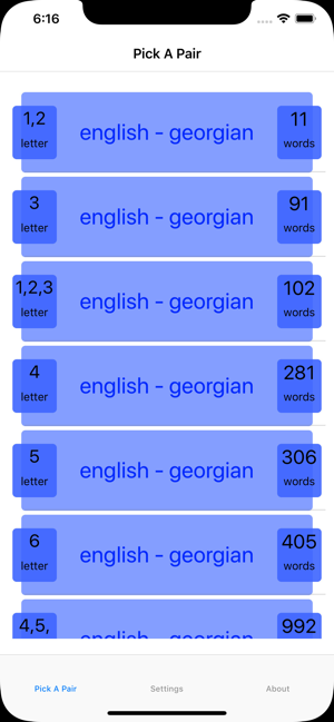 PickAPair Georgian - English