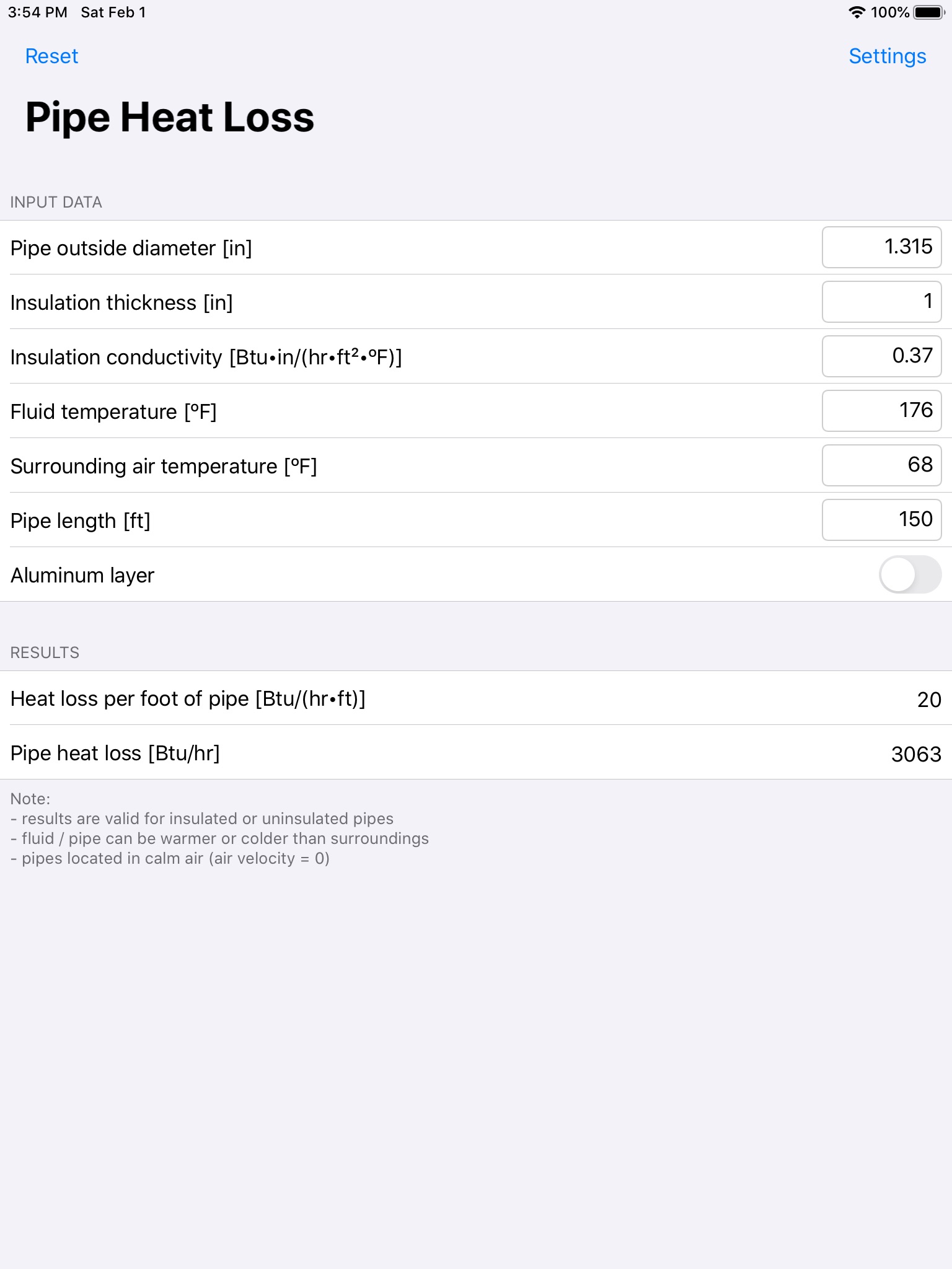 Pipe Heat Loss screenshot 4