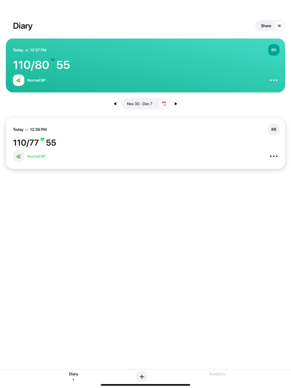 Blood pressure app+ screenshot