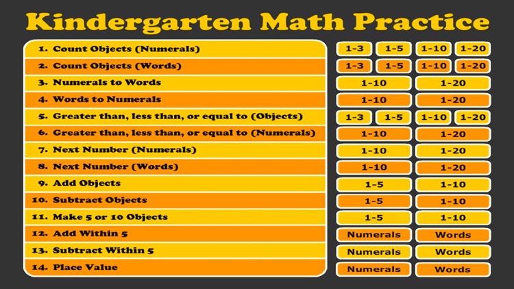 Kindergarten Math Practice