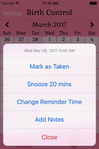 Birth Control Pill Reminder screenshot 4