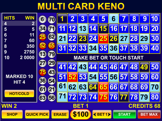 Multi card keno online