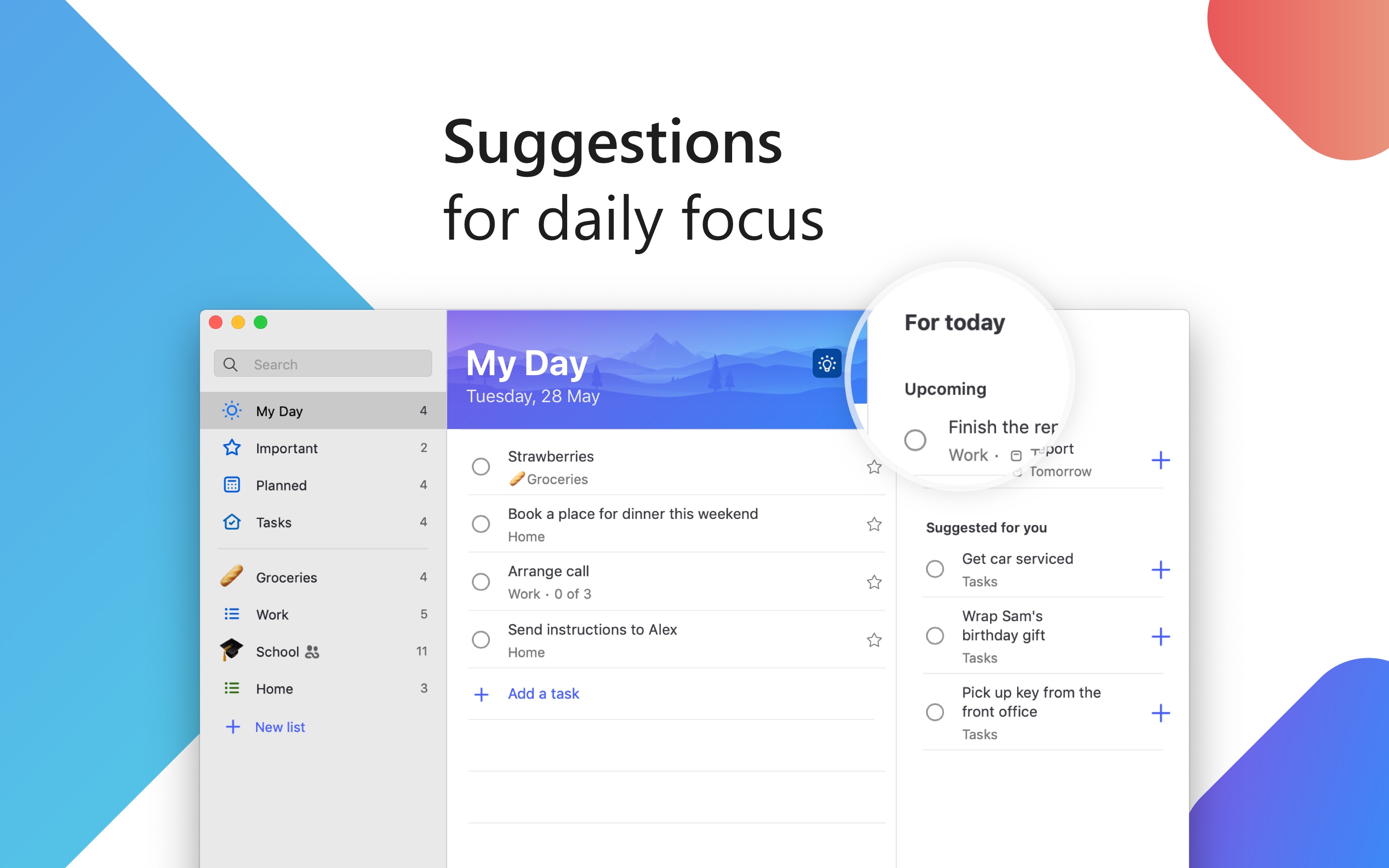 Screenshot do app Microsoft To-Do