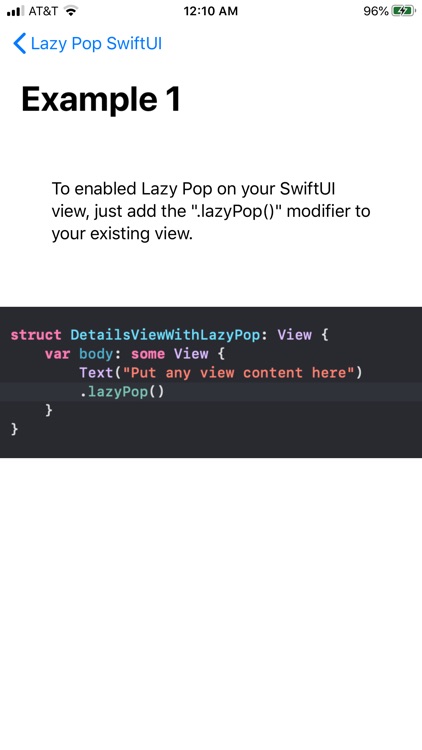 Lazy Pop SwiftUI Demo