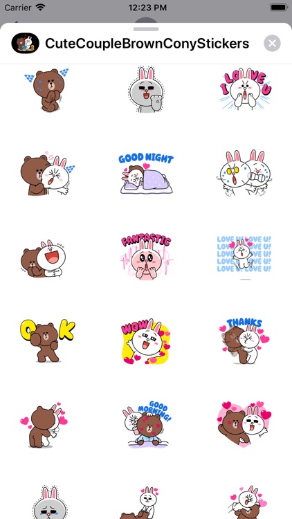 Cute Couple Brown Cony Sticker screenshot-7