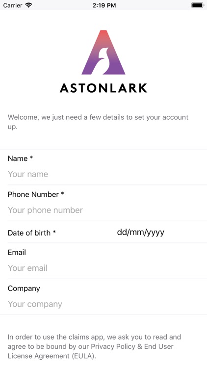 Aston Lark Claims App