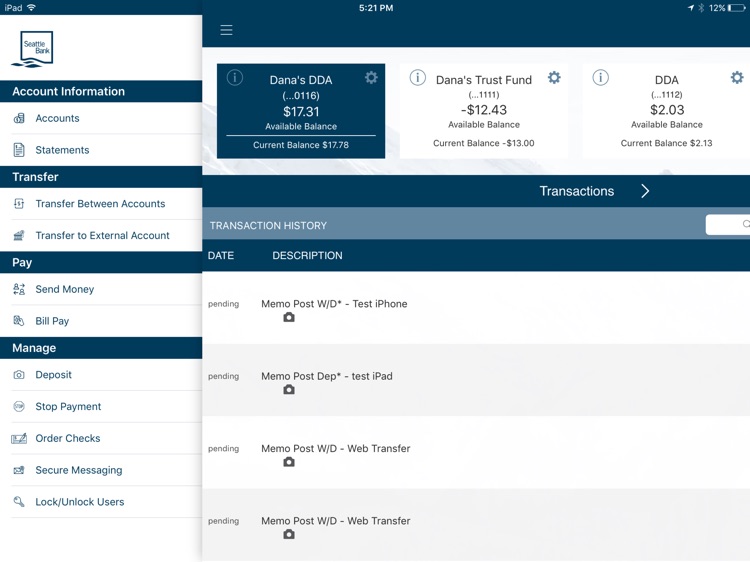 Seattle Bank Mobile for iPad