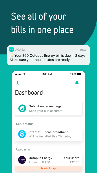 acasa - set-up & split bills screenshot