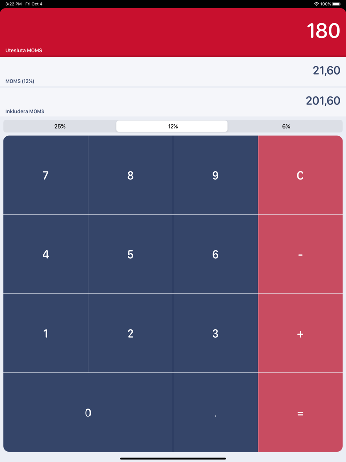 Swedish MOMS Calculator