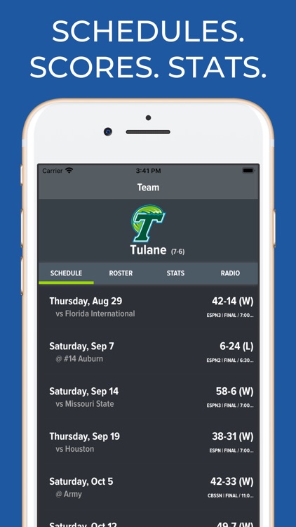 Tulane Football Schedules