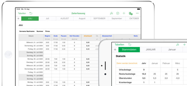 Zeiterfassung 2020 für Numbers(圖1)-速報App