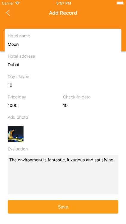 My Travel - Hotel record