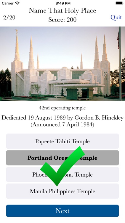 Holy Places Quiz Game