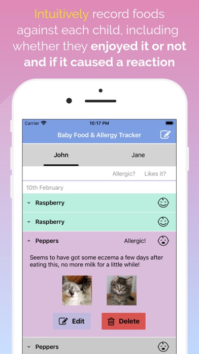 Baby Food & Allergy Tracker screenshot 2