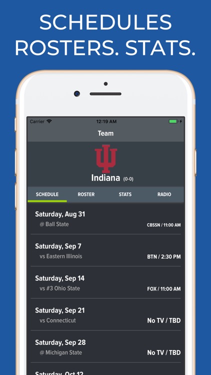 Indiana Football Schedules