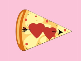 Valentine Pizza is a beautiful set of 20 stickers of pizza made with love, hearts and forever