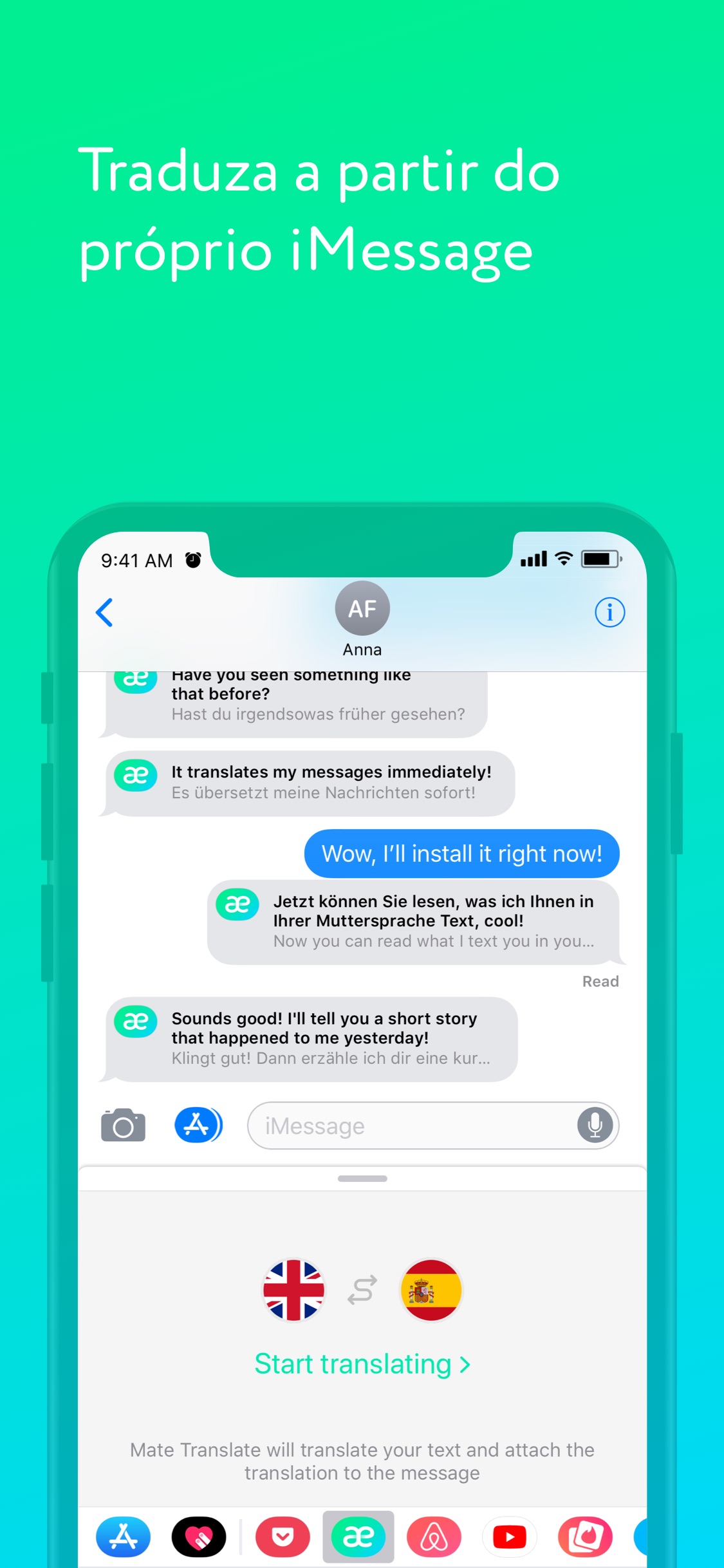 Screenshot do app Mate – tradutor e dicionário