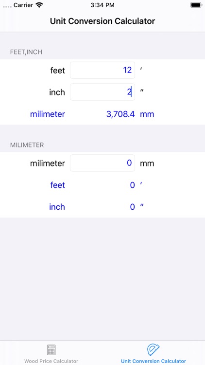 Calculator for woodworker