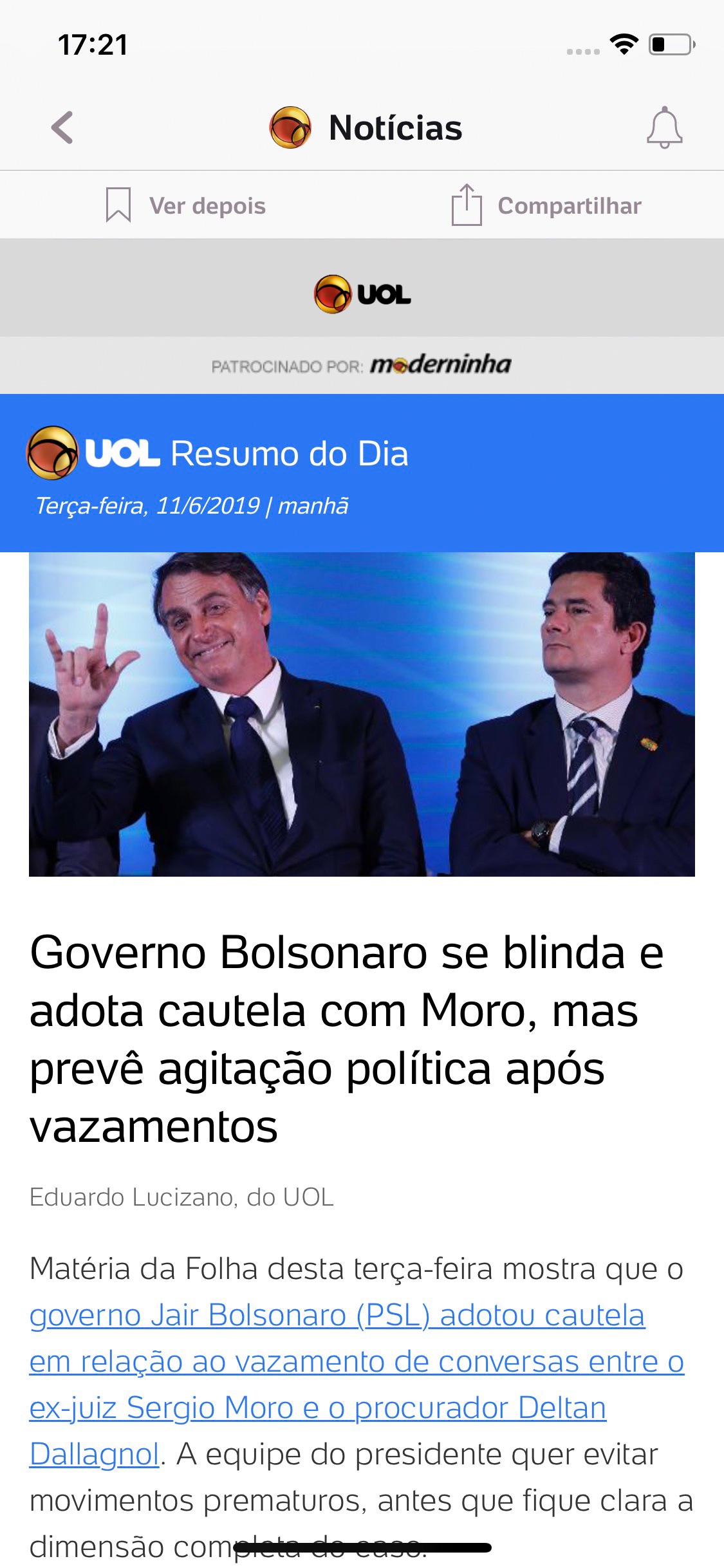 Screenshot do app UOL - Notícias em Tempo Real
