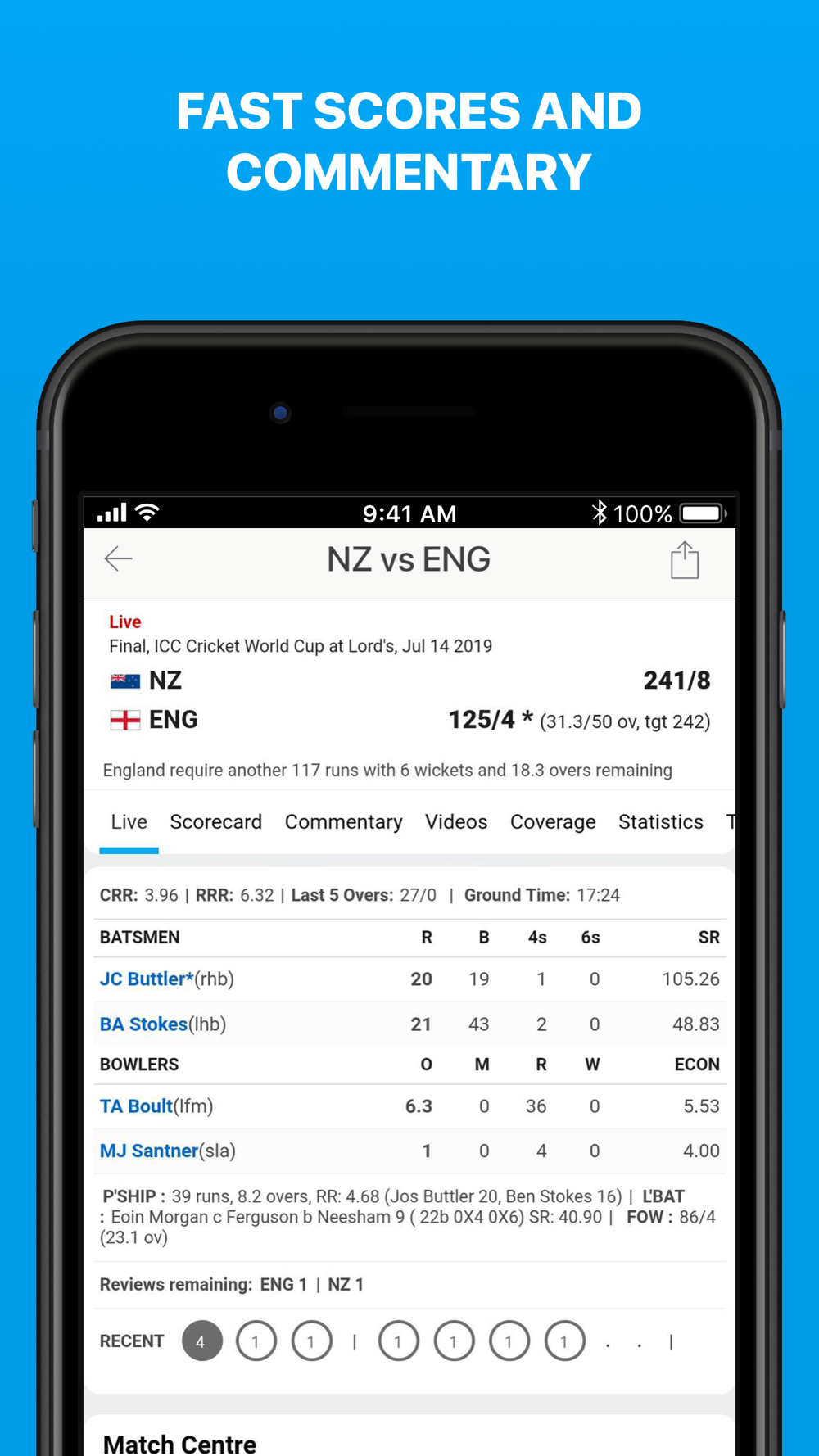 Cricinfo - Live Cricket Scores Free Download App for iPhone