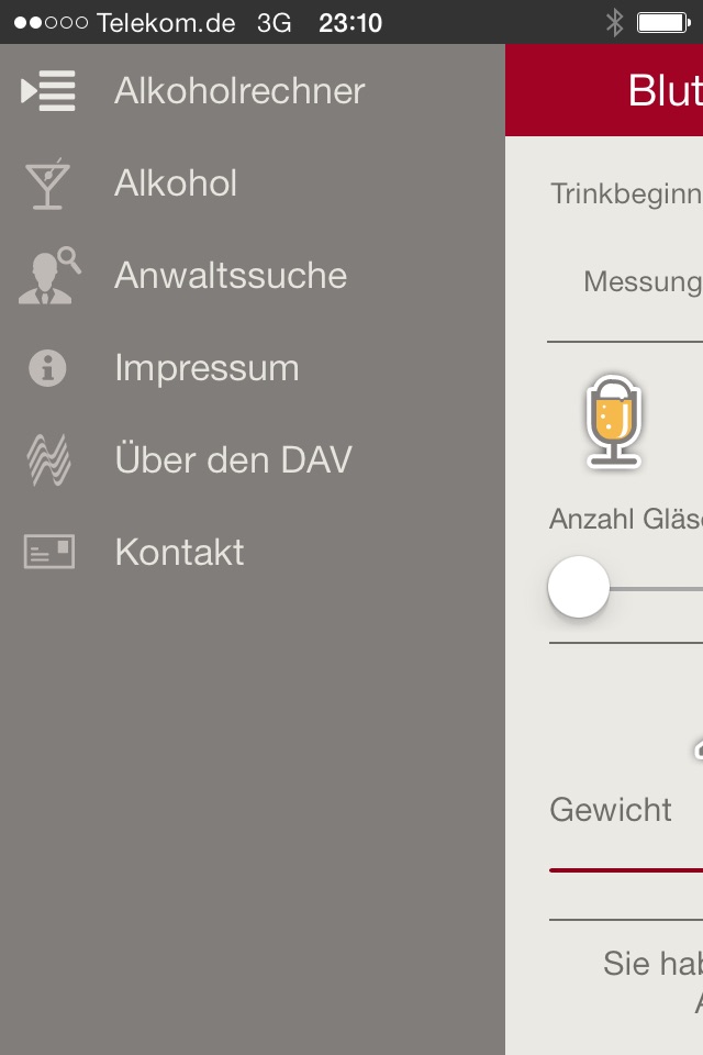 DAV Blutalkoholrechner screenshot 2