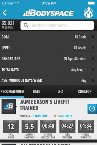 BodySpace - Social Fitness App - náhled