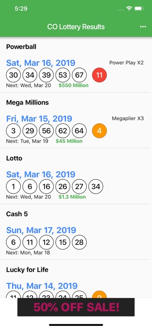 CO Lottery Results