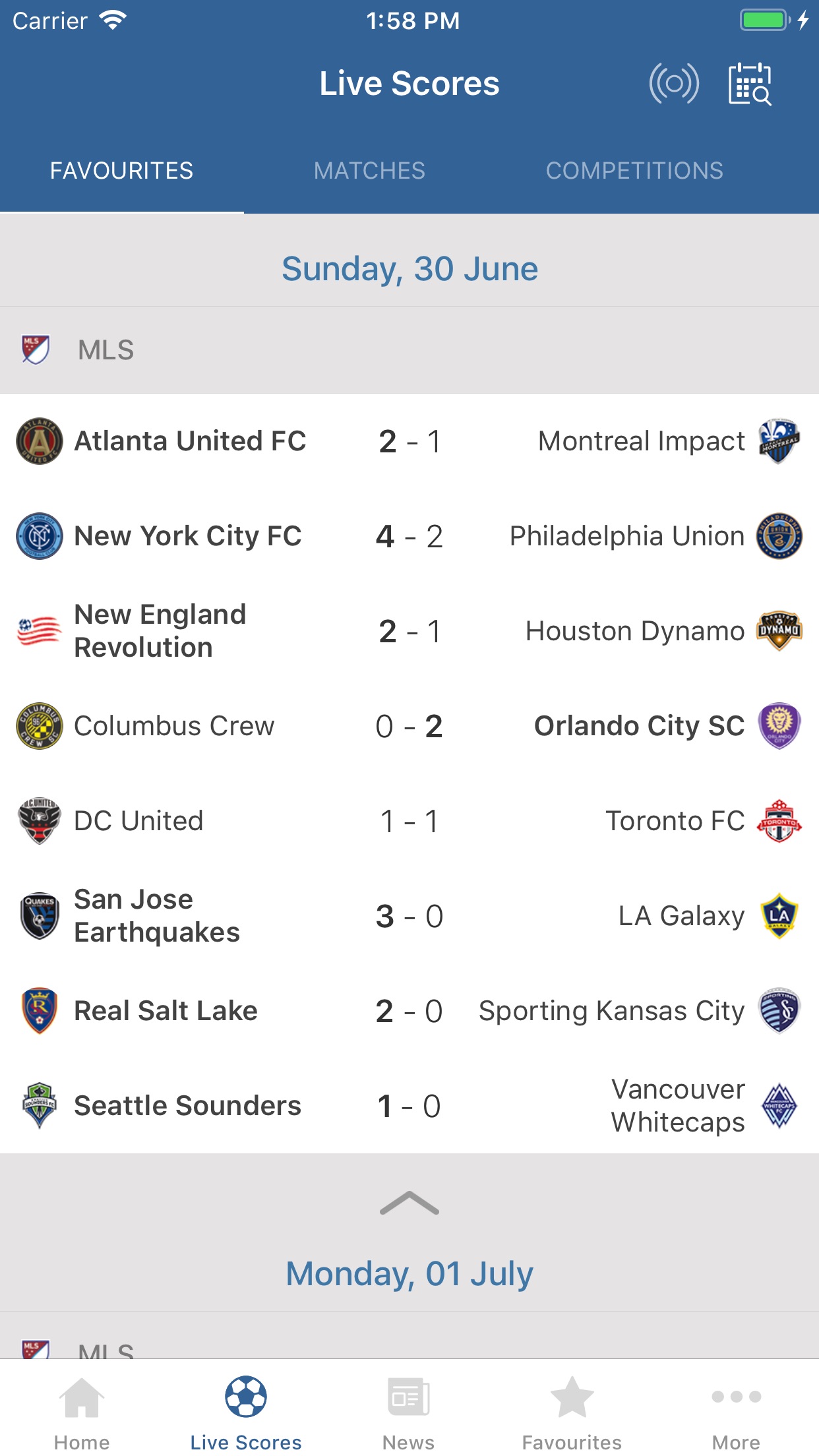 Screenshot do app FIFA - Soccer News & Scores