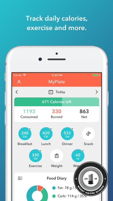 MyPlate Calorie Counter screenshot1