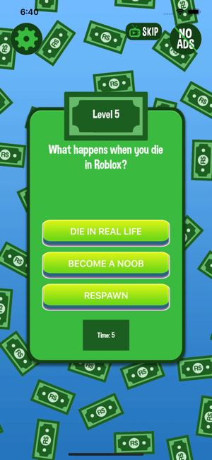 Quizes For Roblox Robux On The App Store - how to get the noob skin in roblox on ipad roblox robux
