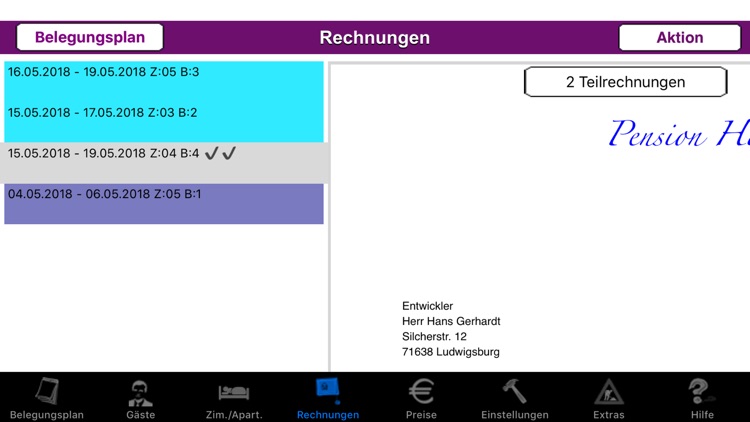 Zimmerbelegung und Abrechnung screenshot-5