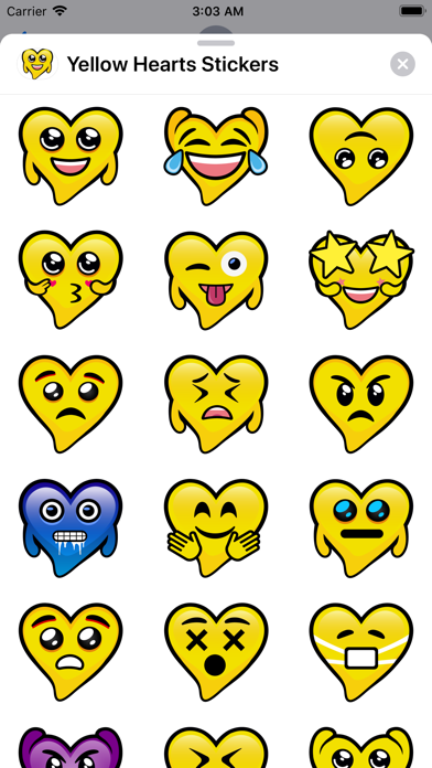 Yellow Hearts stickers screenshot 2