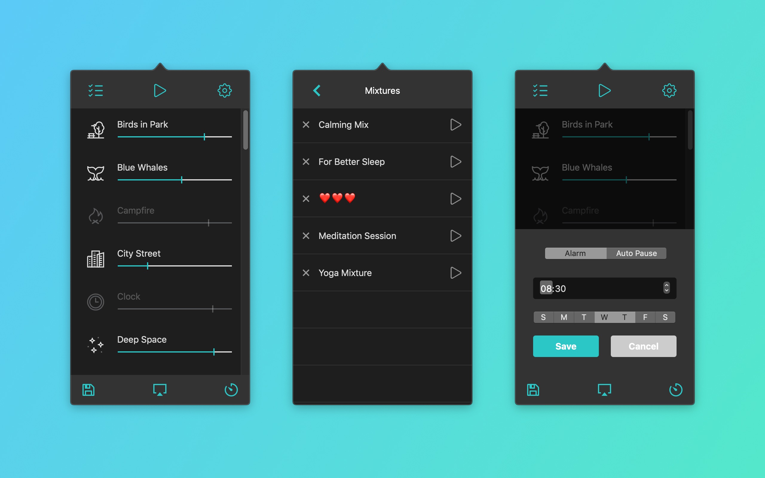 Screenshot do app Noizio — focus, relax, sleep