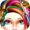 Shampoo, wash, cut, color, curl, style, shave, Comb hair with this kid’s hair salon game